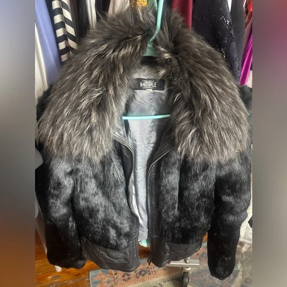 Masterpelle Rabbit Fur and Real Leather Vintage Jacket - Picture 1 of 1